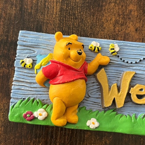 Charming Pooh Bear Welcome Sign - Blue and Gold - Picture 2 of 11